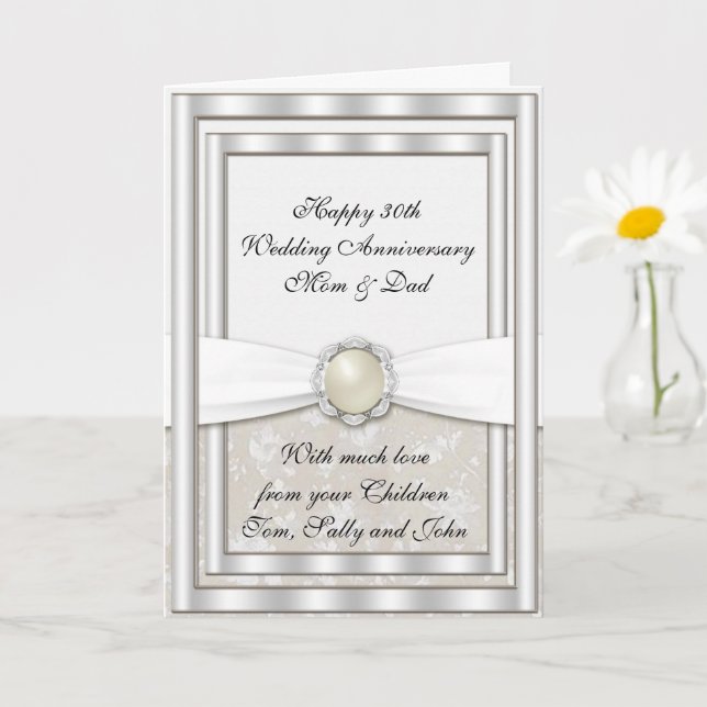Damask 30th Wedding Anniversary Greeting Card (Small Plant)