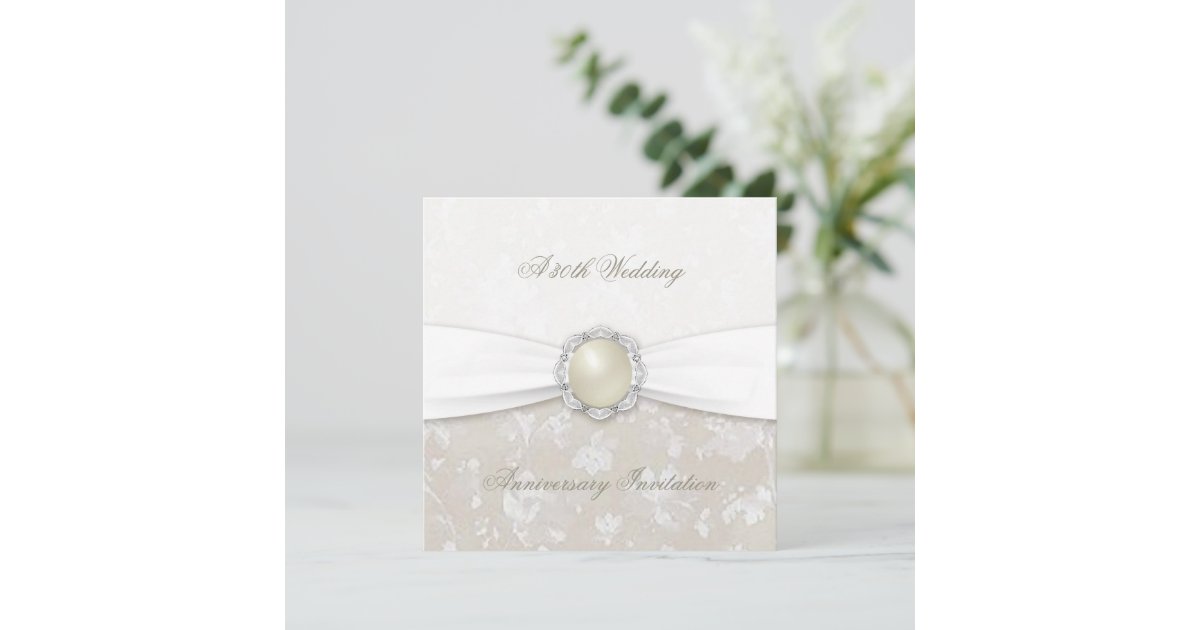 Damask 30th Wedding Anniversary Invitation | Zazzle