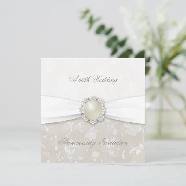 Damask 30th Wedding Anniversary Invitation | Zazzle
