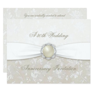 Damask 30th Wedding Anniversary Invitation