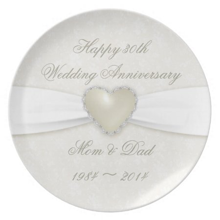 Damask 30th Wedding Anniversary Melamine Plate