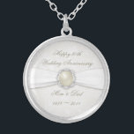 Damask 30th Wedding Anniversary Necklace<br><div class="desc">A Digitalbcon Images Design featuring a satin pearl color and and damask design theme with a variety of custom images, shapes, patterns, styles and fonts in this one-of-a-kind "Damask 30th Wedding Anniversary" Necklace. This attractive and elegant design comes complete with customizable text lettering to suit your own special occasion to...</div>