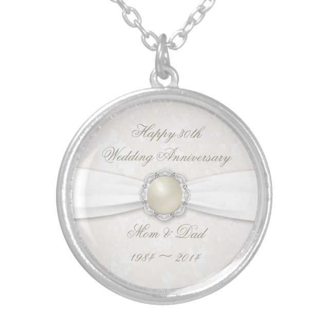 Damask 30th Wedding Anniversary Necklace (Front)