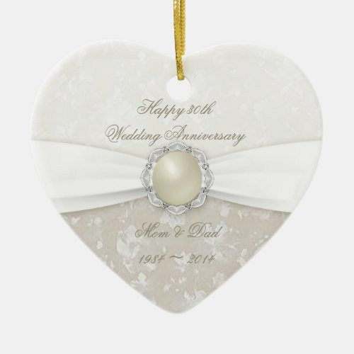 Damask 30th Wedding Anniversary Ornament