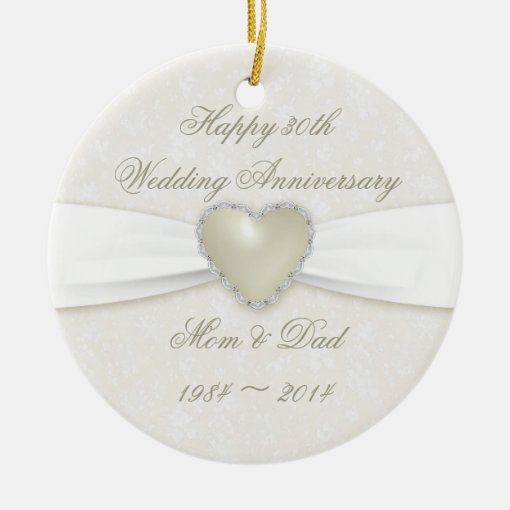 Damask 30th Wedding Anniversary Ornament | Zazzle