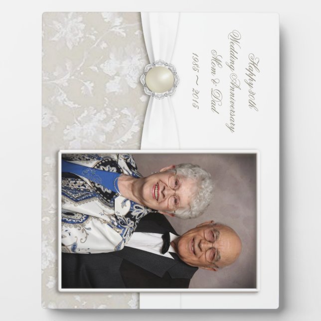 Damask 30th Wedding Anniversary Photo Plaque (Front)