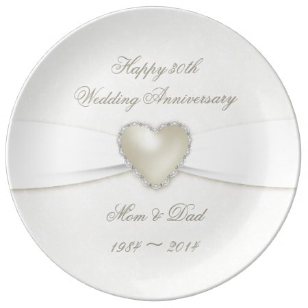 Damask 30th Wedding Anniversary Porcelain Plate
