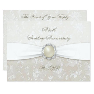 Damask 30th Wedding Anniversary RSVP Card