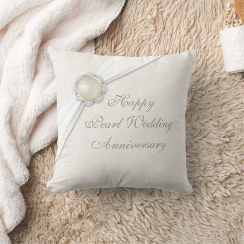 Damask 30th Wedding Anniversary Throw Pillow