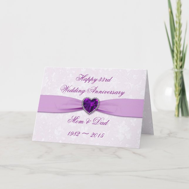 Damask 33rd Wedding Anniversary Greeting Card (Front)
