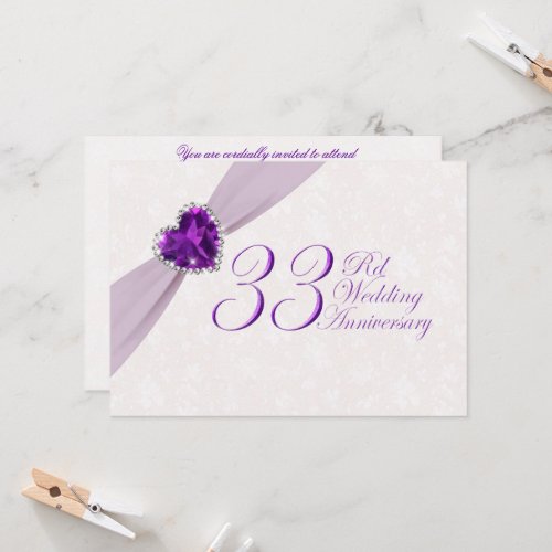 Damask 33rd Wedding Anniversary Invitation