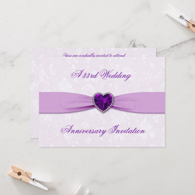 Damask 33rd Wedding Anniversary Invitation (Front/Back In Situ)