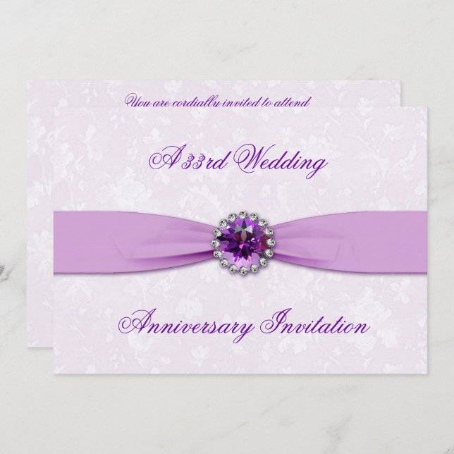 Damask 33rd Wedding Anniversary Invitation (Front/Back)