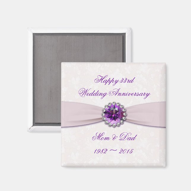 Damask 33rd Wedding Anniversary Magnet (Front/Back)