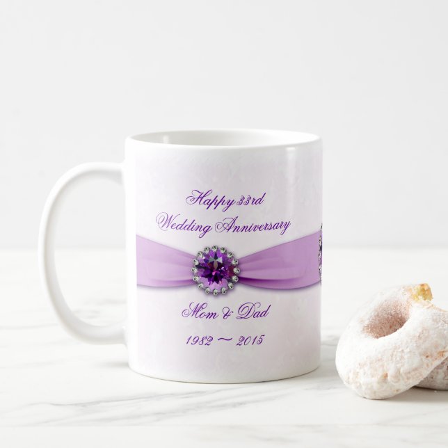 Damask 33rd Wedding Anniversary Mug (With Donut)