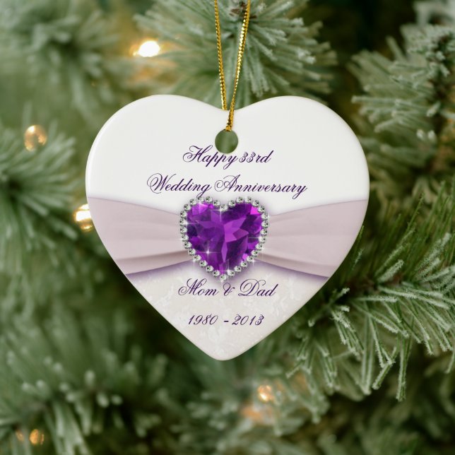 Damask 33rd Wedding Anniversary Ornament (Tree)