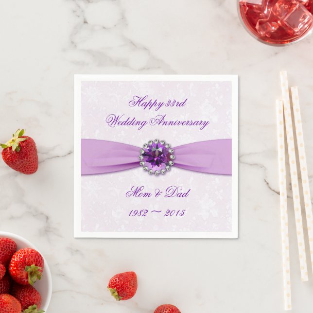 Damask 33rd Wedding Anniversary Paper Napkins (Insitu)