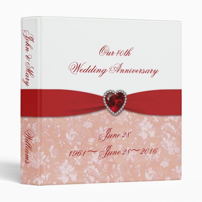 Damask 40th Wedding Anniversary 1" Binder (Front/Spine)