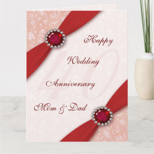 Damask 40th Wedding Anniversary 8.5x11 Card