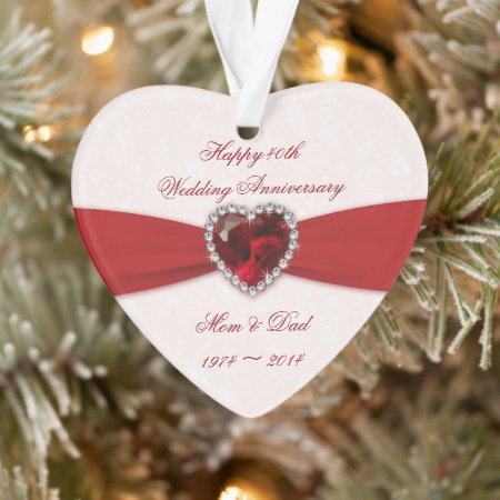 Damask 40th Wedding Anniversary Acrylic Ornament