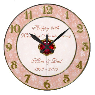 Damask 40th Wedding Anniversary Clock