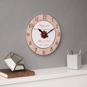 Damask 40th Wedding Anniversary Clock