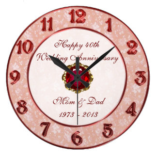 Damask 40th Wedding Anniversary Clock