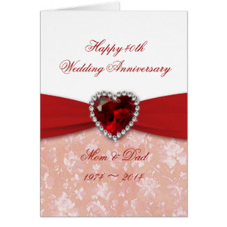 Damask 40th Wedding Anniversary Design Card