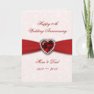 Damask 40th Wedding Anniversary Design Card