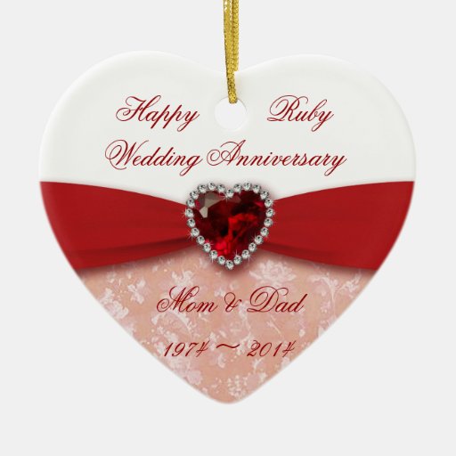 Damask 40th Wedding Anniversary Design Ceramic Ornament | Zazzle