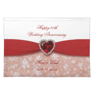 Damask 40th Wedding Anniversary Design Cloth Placemat