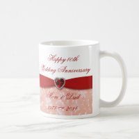 Damask 40th Wedding Anniversary Design Coffee Mug