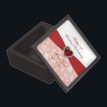 Damask 40th Wedding Anniversary Design Jewelry Box<br><div class="desc">A Digitalbcon Images Design featuring a ruby red and white color and damask design theme with a variety of custom images, shapes, patterns, styles and fonts in this one-of-a-kind "Damask 40th Wedding Anniversary Design". With this attractive and elegant design you'll have all your decorations, gift ideas and party favors all...</div>
