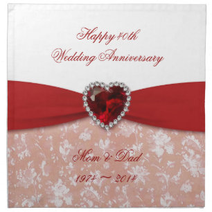 Damask 40th Wedding Anniversary Design Napkin
