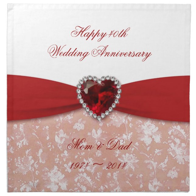 Damask 40th Wedding Anniversary Design Napkin (Front)