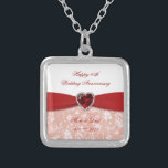 Damask 40th Wedding Anniversary Design Silver Plated Necklace<br><div class="desc">A Digitalbcon Images Design featuring a ruby red and white color and damask design theme with a variety of custom images, shapes, patterns, styles and fonts in this one-of-a-kind "Damask 40th Wedding Anniversary Design". With this attractive and elegant design you'll have all your decorations, gift ideas and party favors all...</div>