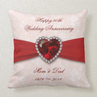 Damask 40th Wedding Anniversary Design Throw Pillow