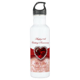 Damask 40th Wedding Anniversary Design Water Bottle