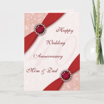 Damask 40th Wedding Anniversary Greeting Card by CreativeCardDesign at Zazzle