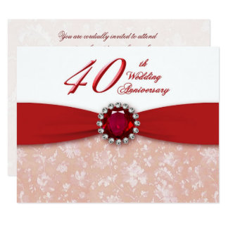 Damask 40th Wedding Anniversary Invitation