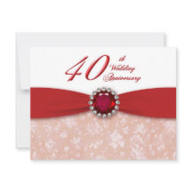 Damask 40th Wedding Anniversary Invitation