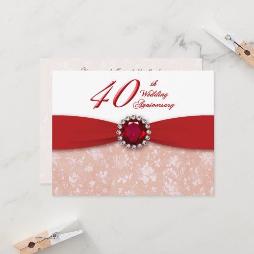 Damask 40th Wedding Anniversary Invitation