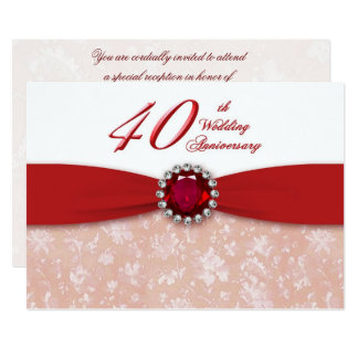 Damask 40th Wedding Anniversary Invitation
