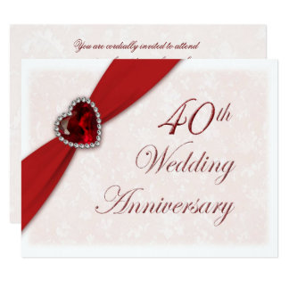 Damask 40th Wedding Anniversary Invitation