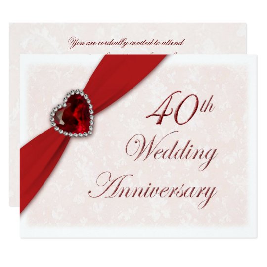 Damask 40th Wedding Anniversary Invitation Zazzle