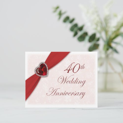 Damask 40th Wedding Anniversary Invitation