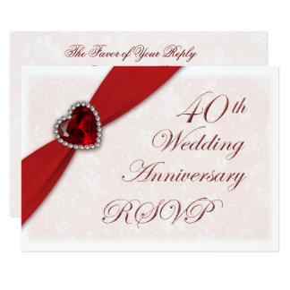Wedding Anniversary Invitations Wording Invitation Sample Simple Vertical Card Without Patterns Surprise Red Silver Gray Photo Birthday Invitation Idea 40th Wedding Anniversary