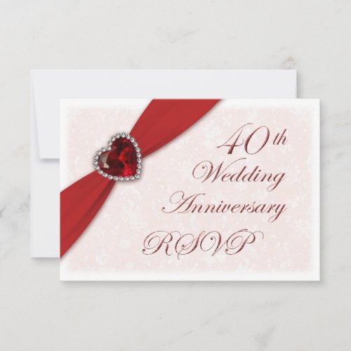 Damask 40th Wedding Anniversary Invitation