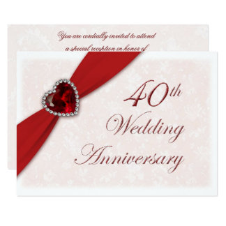 Damask 40th Wedding Anniversary Invitation