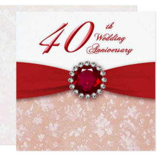 Damask 40th Wedding Anniversary Invitation